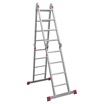 Лестница-трансформер алюминиевая 4х4 ступени, высота 4,5 м (4 секции по 1,2 м) до 150 кг, вес 16,5 к