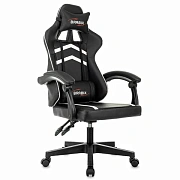 Кресло компьютерное BRABIX 'Shooter GM-123', 2 подушки, экокожа, черное/белое, 533191