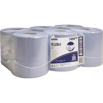Протирочный материал Kimberly-Clark WypAll L10, 7494, для легких загрязнений, в рулоне с центральной вытяжкой, 240м, 1 слой, синий