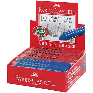 Ластик Faber-Castell 'Grip 2001', трехгранный, красный/синий, 90*15*15мм