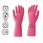 Перчатки латексные КЩС, сверхпрочные, плотные, хлопковое напыление, размер 7, S (малый), красные, HQ