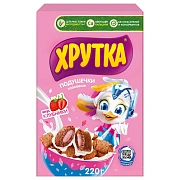 Готовый завтрак Хрутка Злаковые подушечки с начинкой со вкусом клубники, 220г