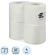 Бумага туалетная 2сл бел 100%цел, 50м, 4рул/уп