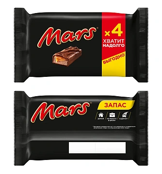 Батончик шоколадный Mars (40.5г х 4шт), 162г