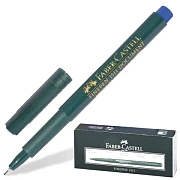 Ручка капиллярная (линер) FABER-CASTELL 'Finepen 1511', СИНЯЯ, корпус темно-зеленый, линия письма 0,4 мм, 151151