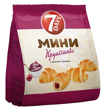 Мини-круассаны 7 Days c начинкой черешня, 265г