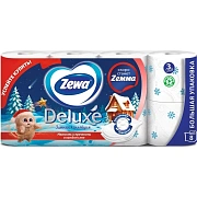 Бумага туалетная 3-х слойная 8 рулонов (8х18 м), белая, ZEWA Deluxe, 536600