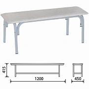 Банкетка без спинки 'Астрид', 1200х450х415 мм, светло-серый каркас, кожзам белый