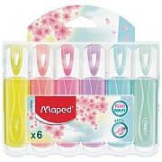 Набор текстовыделителей MAPED 6 шт., АССОРТИ, 'FLUO PEP'S Pastel', линия 1-5 мм, 742558