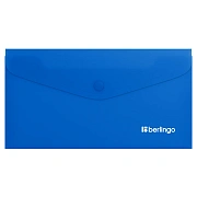 Папка-конверт на кнопке Berlingo 'Soft Touch', C6, 200мкм, софт-тач, синяя