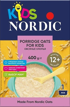 Хлопья Nordic Kids овсяные для детей, 400г