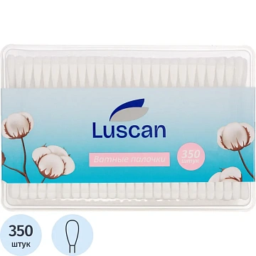 Палочки ватные Luscan   пластик. моноблок 350шт/уп