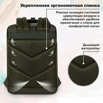 Рюкзак BRAUBERG FRIENDLY универсальный с длинными ручками, хаки, 37х26х13 см, 270091