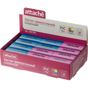 Ластик Attache прямоуг. скош., 49x19x8 мм, термопл.каучук, ассорти