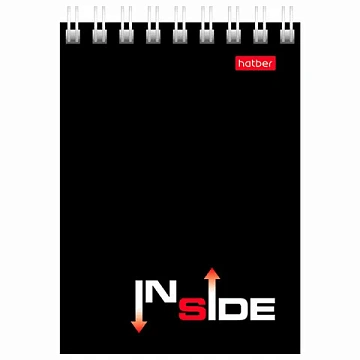 Блокнот МАЛЫЙ ФОРМАТ А7 75х105 мм, 40 л., гребень, картон, клетка, HATBER, 'INSIDE Стиль', 004691, 40Б7B1гр_01622