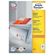 Этикетки самоклеящиеся Avery Zweckform 6170, белые, 64х36мм, 21шт на листе А4, 25 листов