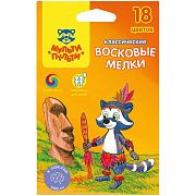 Мелки восковые Мульти-Пульти 'Енот на острове Пасхи', 18цв., круглые, картон, европодвес