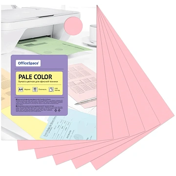 Бумага цветная OfficeSpace 'Pale Color', А4, 80г/м2, 100л., (розовый)