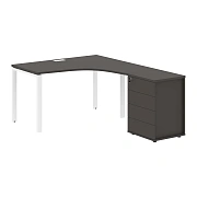 Стол эргономичный с тумбой EUCET 1318(R) Мокко/Белый 1360х1880х750 EDIS