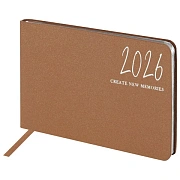 Еженедельник датированный 2026 МАЛЫЙ ФОРМАТ 105х160 мм, А6, BRAUBERG 'Blaze', фольга, коричневый, 11