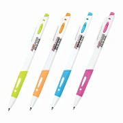 Ручка шариковая автоматическая с грипом STAFF 'BP-16 White', СИНЯЯ, ассорти, линия письма 0,35 мм, 143749