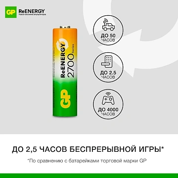 Аккумулятор GP 2600mAh AA 270AAHC-2DECRC2/ 270AAHCRGY-2CRCB2 бл/2шт