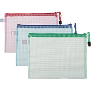 Папка-конверт на молнии Attache А4 (син,зел,крас), прозр,ПВХ, 230мкм,3шт/уп