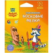 Мелки восковые Мульти-Пульти 'Енот на острове Пасхи', 12цв., круглые, картон, европодвес