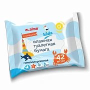 Бумага туалетная влажная детская, смываемая 42 шт., БИОРАЗЛАГАЕМАЯ, LAIMA Kids, 115223