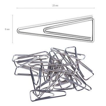 Скрепки 25мм EK, никель, треуг., 100шт/уп