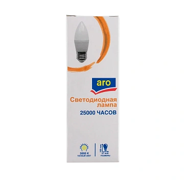aro Лампа светодиодная E27 3000K Led 6Вт свеча