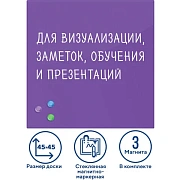 Доска магнитно-маркерная стеклянная 45х45 см, 3 магнита, ФИОЛЕТОВАЯ, BRAUBERG, 236743