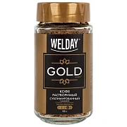 Кофе растворимый WELDAY (ВЭЛДЭЙ) 'GOLD' 95 г, стеклянная банка, сублимированный, 622675