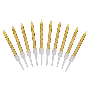 Свечи прямые Fiolento с держателем золото-металлик, 10шт