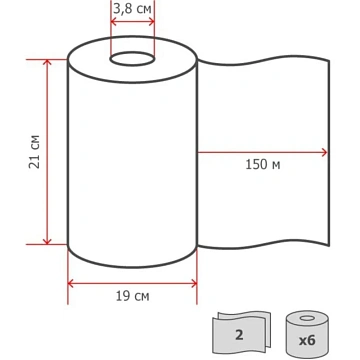 Бумажные полотенца Tellus (tork) Advanced H1 2 слоя, рулон 150м, белые, 120067