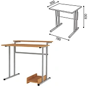 Стол-парта 1-местный для информатики, 780х500х830 мм, рост 6, серый каркас, ЛДСП бук