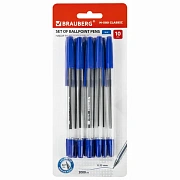 Ручки шариковые BRAUBERG 'M-500 CLASSIC', НАБОР 10 шт., СИНИЕ, узел 0,7 мм, линия письма 0,35 мм, 143454