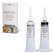 Контуры для работ по стеклу и керамике 'Декола', НАБОР 3 цвета, туба по 18 мл, Невская Палитра, 5341