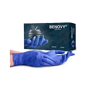 Перчатки нитриловые Benovy Nitrile MultiColor BS р.М, сиренево-голубые, 50 пар