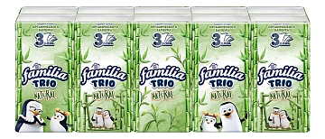 Платочки бумажные Familia Trio Natural три слоя