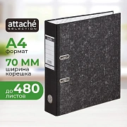 Папка-регистратор мрамор 70мм,черн,бум/бум,карм.кор.,мет.уг