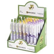 Ручка шариковая автоматическая с грипом BRAUBERG 'Herb Time', СИНЯЯ, корпус ассорти, узел 0,7 мм, линия письма 0,35 мм, 141286