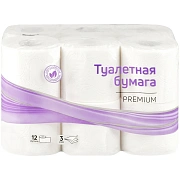 Бумага туалетная OfficeClean 'Premium', 3-слойная, 12шт., 17м/рул., тиснение, белая