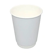 Стакан одноразовый белый, 300мл, бумажный двухслойный, 25шт/уп