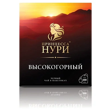 Чай ПРИНЦЕССА НУРИ 'Высокогорный' черный, 100 пакетиков по 2 г, 0201-18-А6
