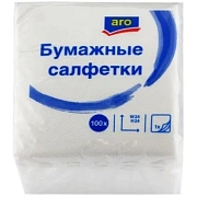 Салфетки бумажные Aro 24х24см, 100шт, 1 слой, белые
