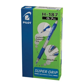 Карандаш механический 0,7 мм, PILOT H-187 'Super Grip', ластик, резиновый грип, корпус синий, H-187-SL, Н-187