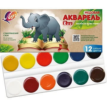 Краски акварельн. Луч Zoo(Мини) 12цв карт уп б/кисти