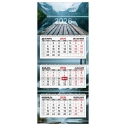 Календарь квартальный 2026 г., 3 блока, 3 гребня, бегунок, мелованная бумага, BRAUBERG PREMIUM, 'Озе