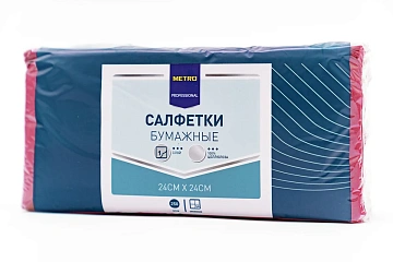 Салфетки сервировочные Metro Professional бордовые, 24х24см, 1 слой, 250шт